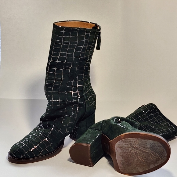 Free People Date Night Elle Slouchy Boots Pine Diamonds New! - Picture 10 of 12